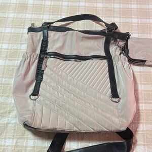 Steve Madden Cream and Black Quilted Backpack